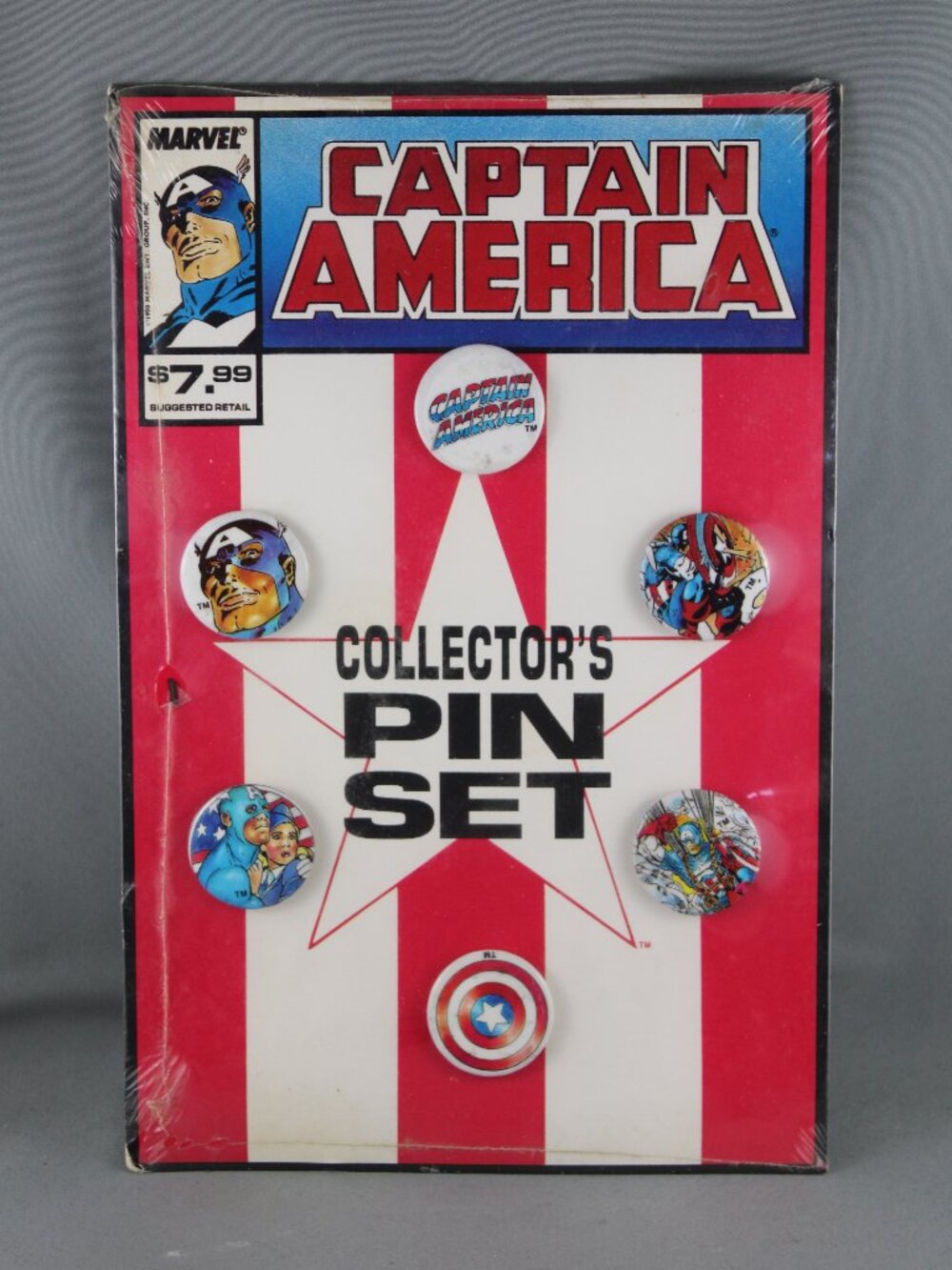 Captain America Pin Set (VTG) - Collection 6 Pack - Celluloid PIns